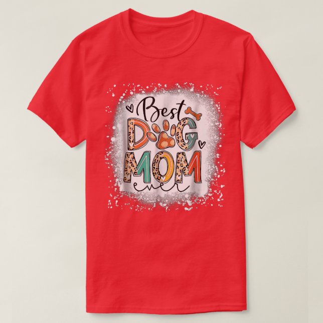 T-shirt Meilleur Chien Maman Jour Bleached Mère Fête Mère  (Design devant)
