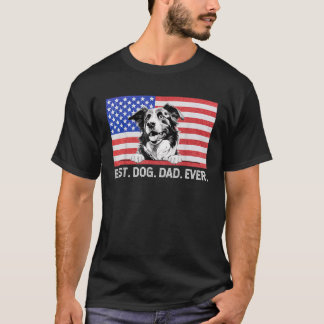 T-shirt Meilleur Chien Papa Jamais Drapeau Américain Front