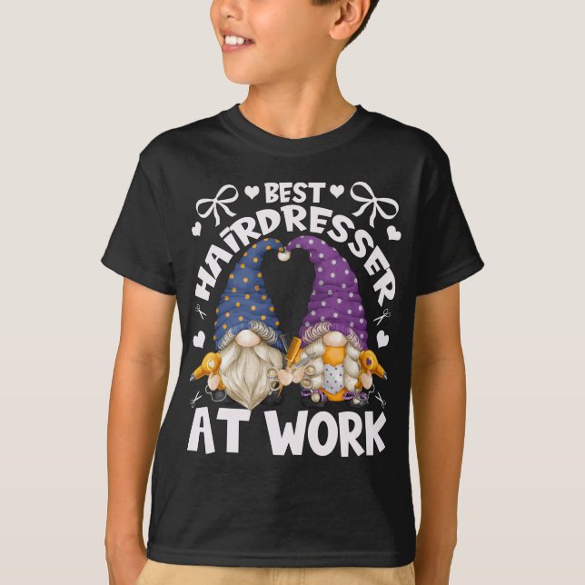 T-shirt Meilleur Coiffeur Gnomes Pour Maman Avec Barbier D (Devant)