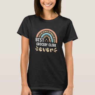 T-shirt Meilleur commis d'épicerie jamais Leopard Rainbow