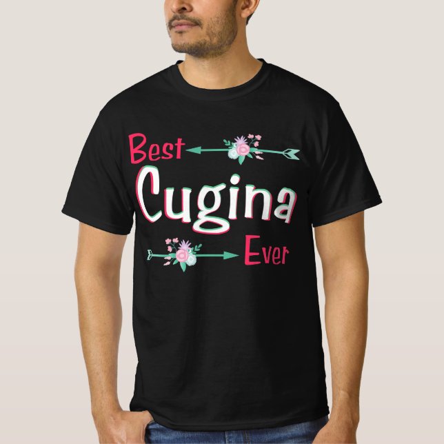 T-shirt Meilleur Cugina Jamais Italien Cousin Girl Floral  (Devant)