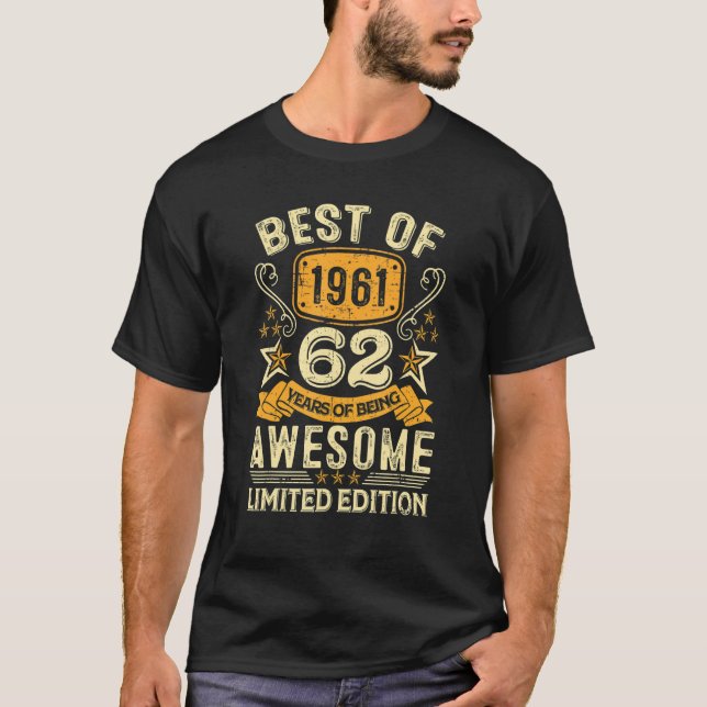 T-shirt Meilleur De 1961 62 Ans 62E Anniversaire Pour Moi (Devant)