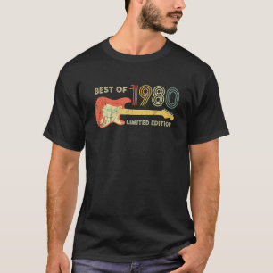 T-shirt Meilleur De 1980 Joueur Guitare Anniversaire 42e A
