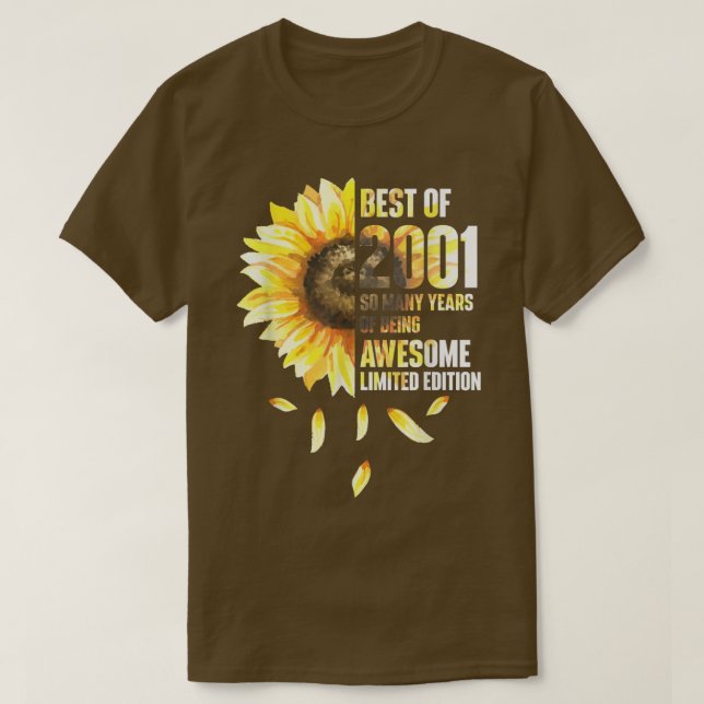T-shirt Meilleur De 2001 Tournesol Année De Naissance Anni (Design devant)