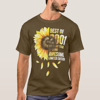 T-shirt Meilleur De 2001 Tournesol Année De Naissance Anni