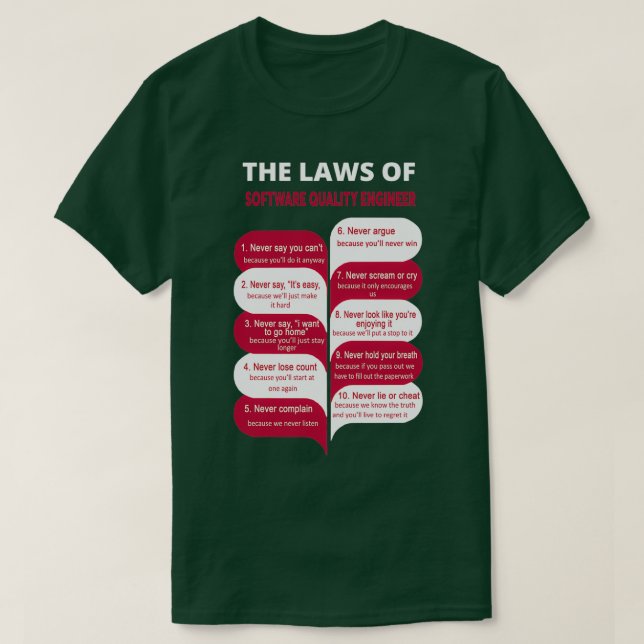 T-SHIRT MEILLEUR DESIGN DE L'INGÉNIEUR DE QUALITÉ LOGICIEL (Design devant)