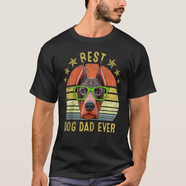 T-shirt Meilleur Doberman Pinscher Papa Jamais Chien Vinta (Devant)