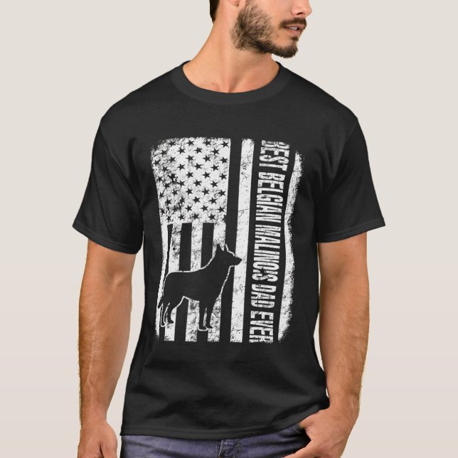 T-shirt Meilleur Drapeau Malinois belge Jamais Américain (Devant)