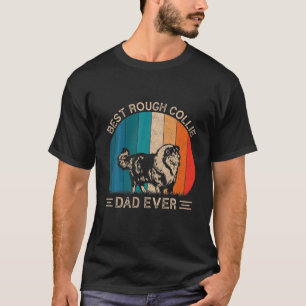 T-shirt Meilleur Dur Collie Chien Papa Jamais Retro Graphi