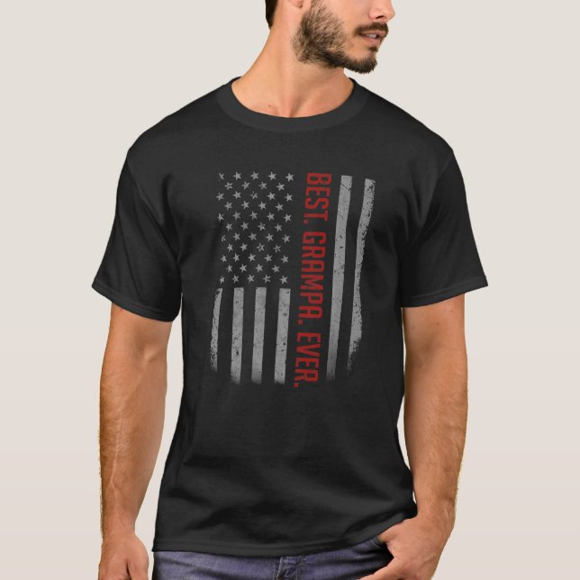 T-shirt Meilleur Grampa jamais drapeau américain pour père (Devant)