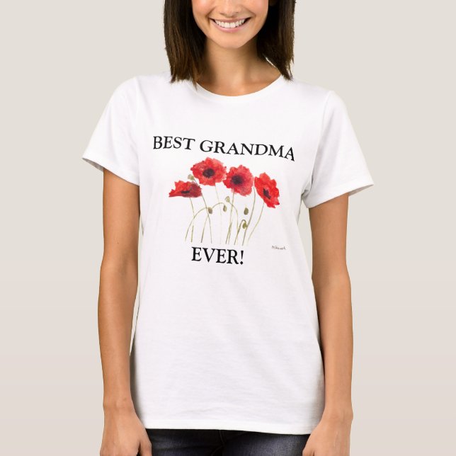 T-shirt Meilleur grand-mère Ever Poppies aquarelle rouge T (Devant)
