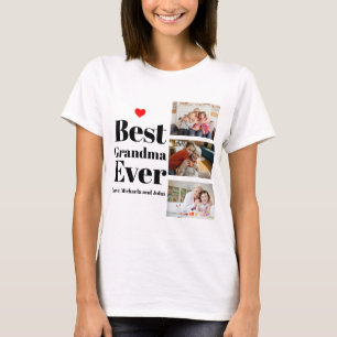 T-shirt Meilleur Grand-Mère Jamais Coeur 3 Photo Collage