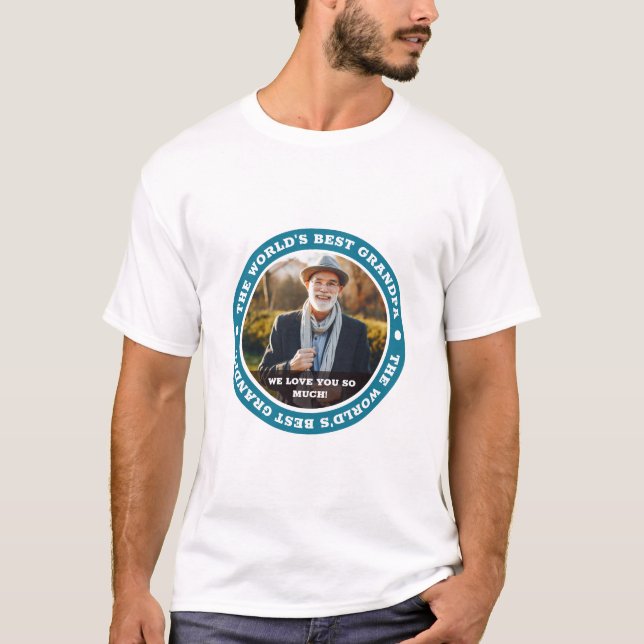 T-shirt Meilleur grand-père du monde Photo personnalisée m (Devant)