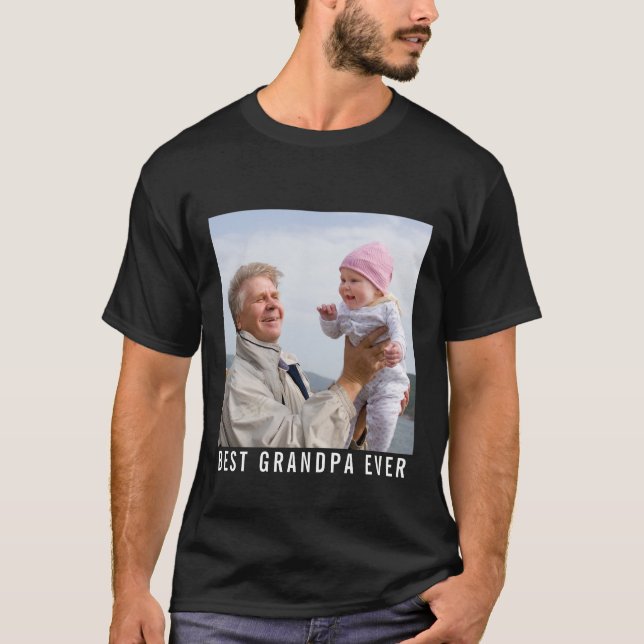 T-shirt Meilleur Grand-Père Et Bébé Photo Noir (Devant)