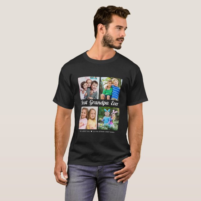 T-shirt Meilleur grand-père Ever petits-enfants 4 Photo Co (Devant entier)