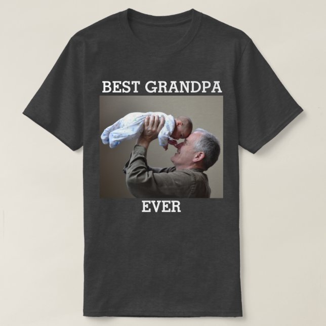T-shirt Meilleur Grand-Père Jamais Photo Personnalisée Cré (Design devant)