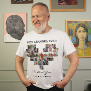 T-shirt Meilleur Grand-Père Personnalisé Photos Nom des Pe