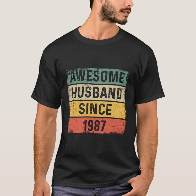 T-shirt Meilleur Mari Depuis 1987 36E Anniversaire Du Mari (Devant)