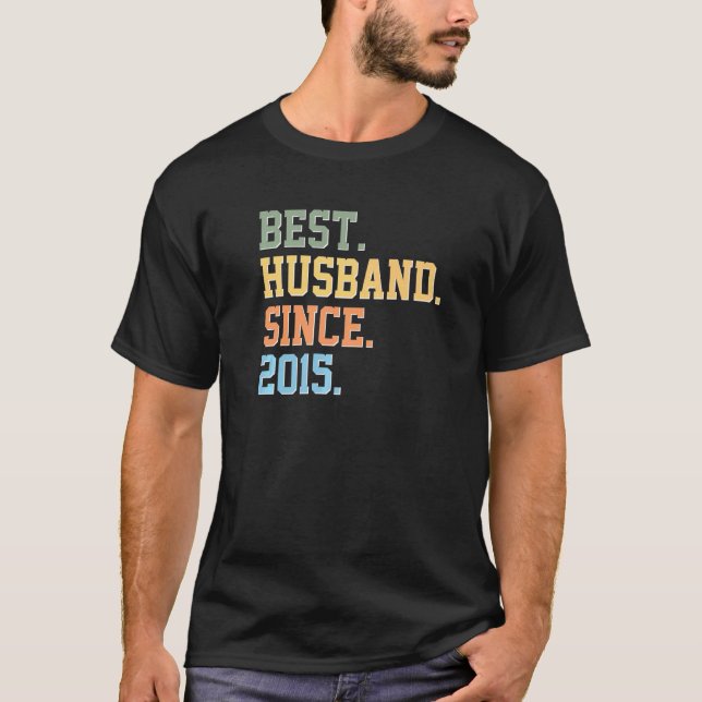 T-shirt Meilleur Mari Depuis 2015 Marié Homme papa Anniver (Devant)