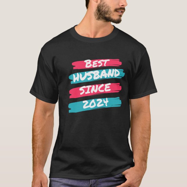 T-shirt Meilleur Mari depuis 2024 1er anniversaire de Mari (Devant)