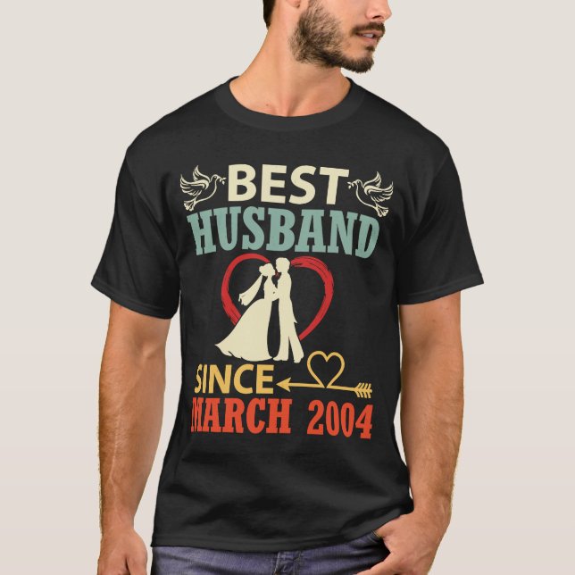 T-shirt Meilleur Mari depuis mars 2004 Mariage marié 19 an (Devant)