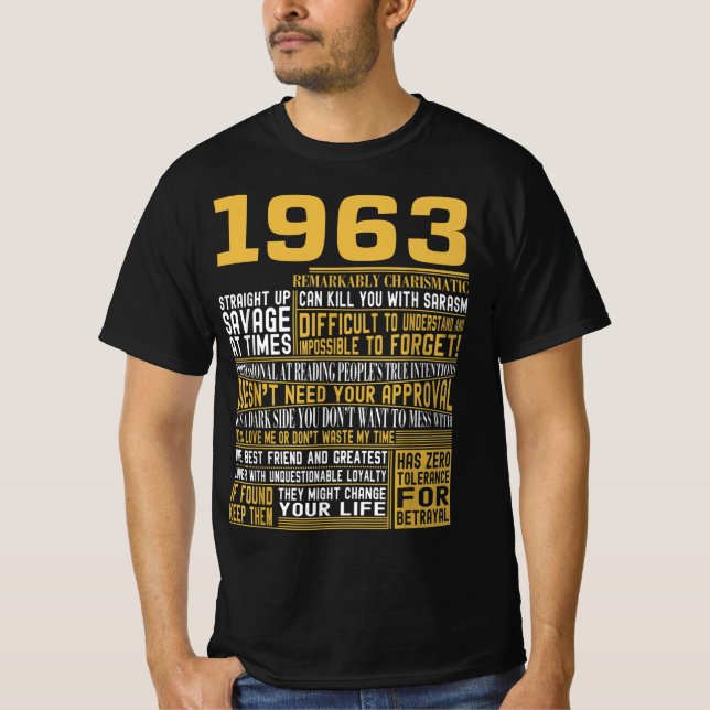 T-shirt Meilleur né en 1963 Faits pour les hommes, les fem (Devant)