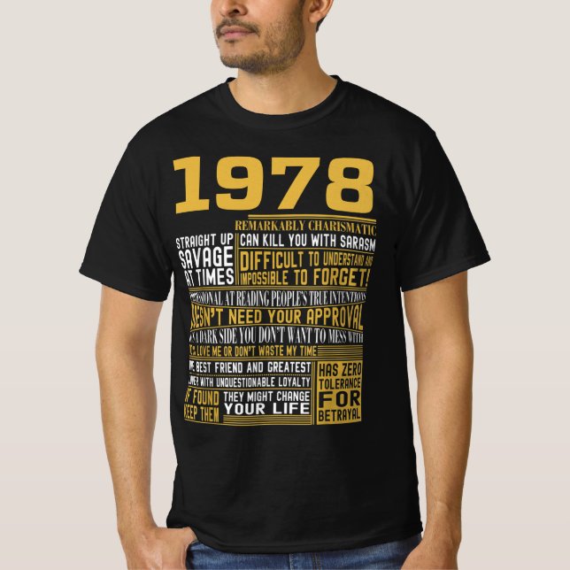 T-shirt Meilleur né en 1978 Faits pour les hommes, les fem (Devant)