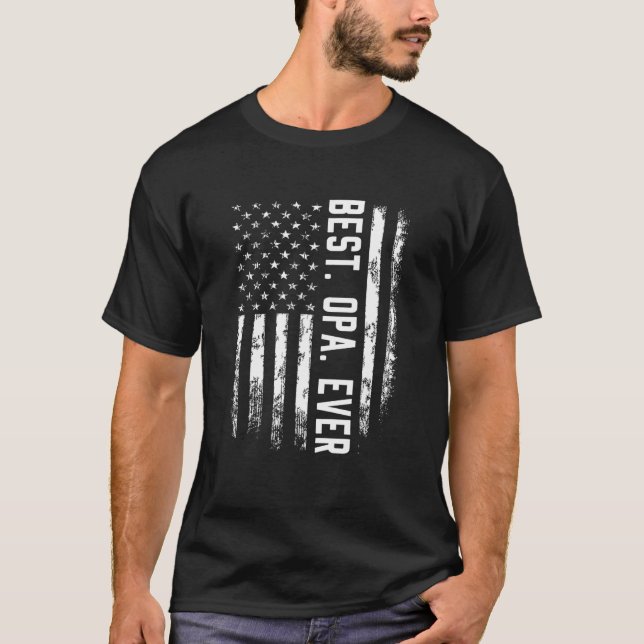 T-shirt Meilleur Opa Jour Drapeau Américain Cadeau Pour Ho (Devant)