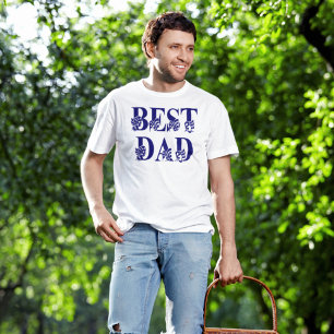 T-shirt Meilleur papa American Flag Texte bleu