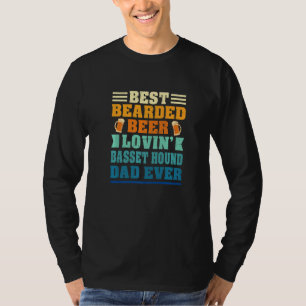 T-shirt Meilleur papa Basset Hound à barbe aimant la bière
