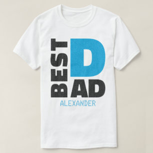 T-shirt Meilleur papa Bleu Parties scintillant Noir Nom Cu