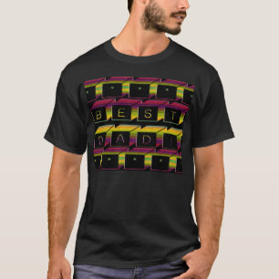 T-shirt Meilleur papa bloque le texte Brown et jaune