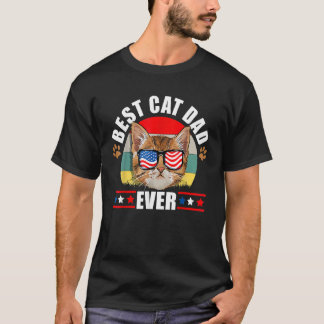 T-shirt Meilleur Papa Chat Patriote 4 Juillet Fête des Pèr