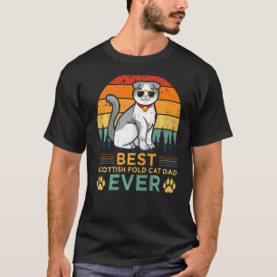 T-shirt Meilleur Papa Chat Scottish Fold Rétro Homme F