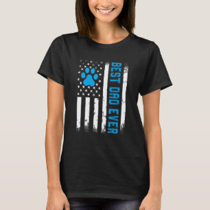 T-shirt Meilleur Papa Chien Chat Américain Drapeau Fête de