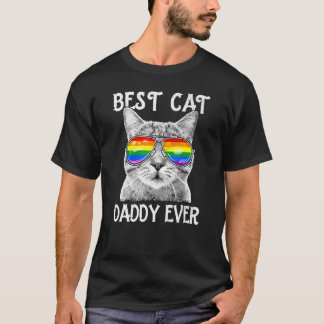 T-shirt Meilleur Papa de Chat LGBTQ pour Hommes Fierté Arc