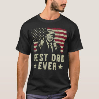 T-shirt Meilleur Papa de Tous Trump Drapeau États-Unis Fêt