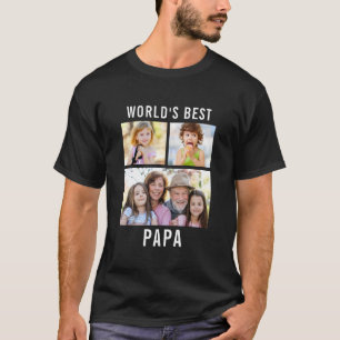 T-shirt Meilleur Papa du Monde 3 Collage de Photos Texte N