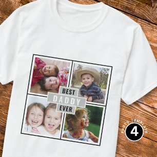 T-shirt Meilleur Papa du Monde 4 Collage Photo Personnalis
