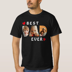 T-shirt Meilleur Papa Ever 3 photo Collage personnalisé T