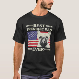 T-shirt Meilleur papa Frenchie pour hommes drapeau américa
