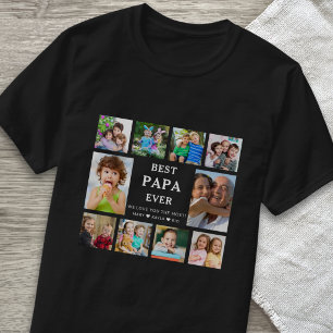 T-shirt Meilleur Papa Grand-enfants 10 Collage Photo Noir