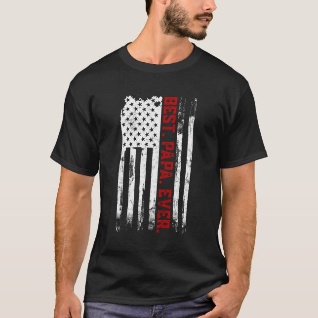 T-shirt Meilleur Papa Jamais Américain Drapeau Usa Patrie  (Devant)