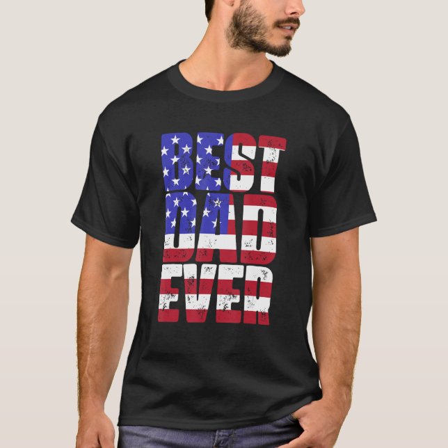 T-shirt Meilleur papa jamais avec le drapeau américain Fat (Devant)