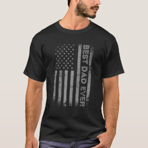 T-shirt Meilleur Papa Jamais Avec Le Drapeau Américain Fêt