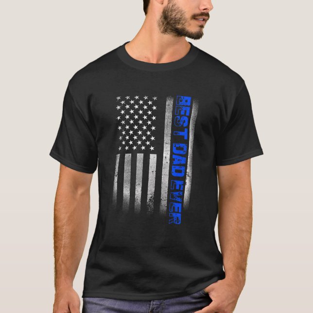 T-shirt Meilleur papa jamais avec le drapeau américain pou (Devant)
