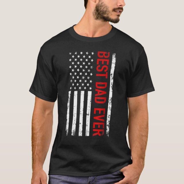 T-shirt Meilleur papa jamais avec nous Drapeau américain p (Devant)