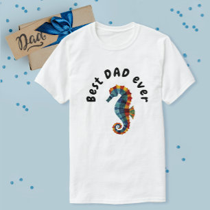T-shirt Meilleur Papa Jamais Coloré Hippocampe Nautique