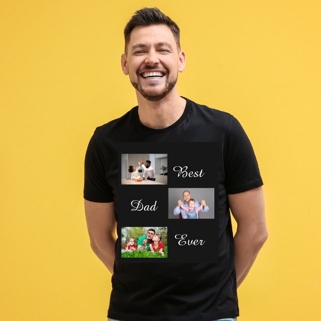 T-shirt Meilleur Papa Jamais Fête des pères 3 Photo Collag (Créateur téléchargé)