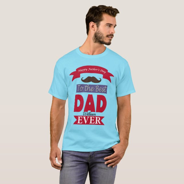 T-shirt Meilleur Papa Jamais Fête des pères Mustache Custo (Devant entier)